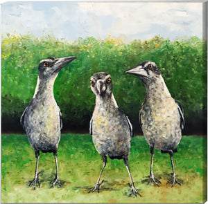 the magpie kids | PRINT on CANVAS<br><i>30x30cm | from my original painting</i>