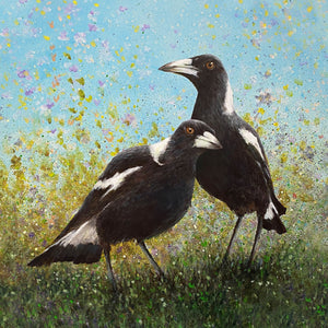 team magpie | PRINT on CANVAS<br><i>30x30cm | from my original painting</i>