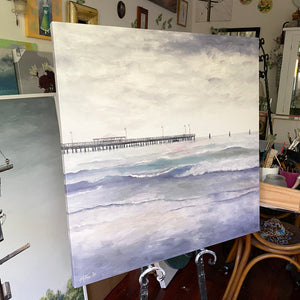 old shorncliffe pier | PRINT on CANVAS<br><i>75x75cm | from my original painting</i>