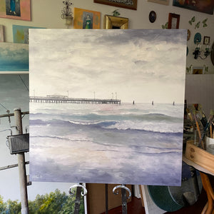 old shorncliffe pier | PRINT on CANVAS<br><i>75x75cm | from my original painting</i>