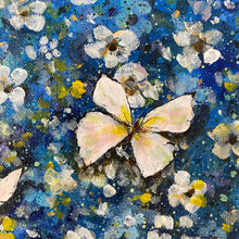 blue and butterflies | original painting<br><i>30x30cm on gallery wrapped canvas</i><br>- framed painting -