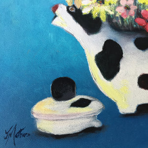 flower cow  |  30x30cm  |  original oil painting SOLD