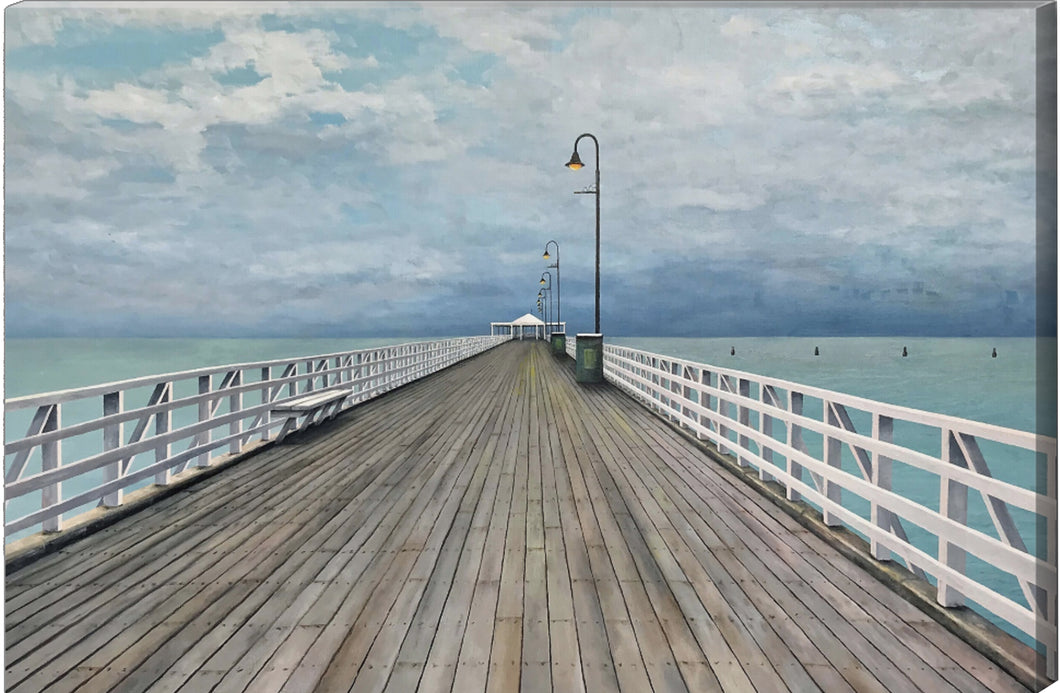 PRINT on CANVAS | storm over shorncliffe pier<br><i>various sizes | from my original painting</i>