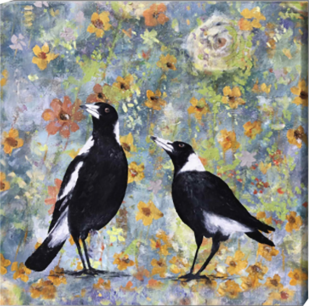 PRINT on CANVAS | magpie magpie<br><i>30x30cm | from my original painting</i>