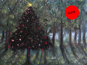 chistmas forest  |  24x18cm  |  original oil painting SOLD