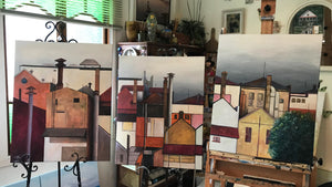 fortitude valley view  |  168x70cm  |  triptych original painting SOLD