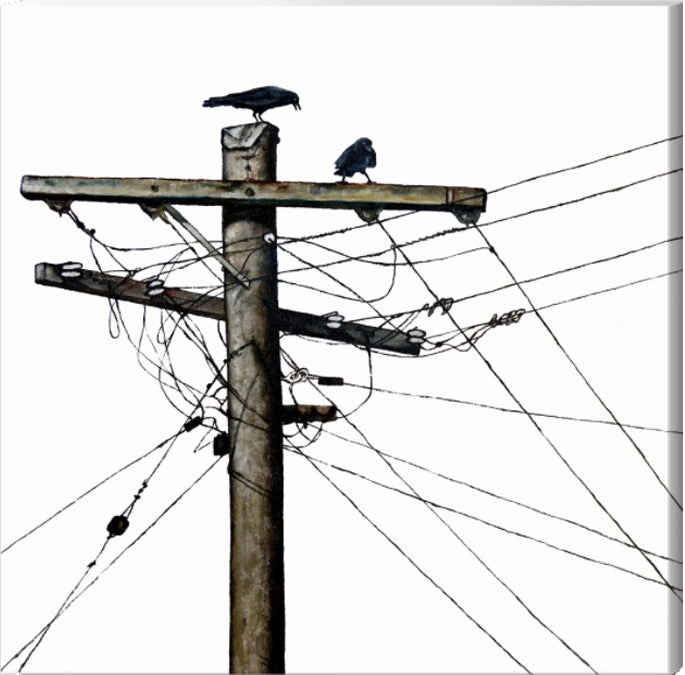 PRINT on CANVAS | electric crows<br><i>various sizes | from my original painting</i>