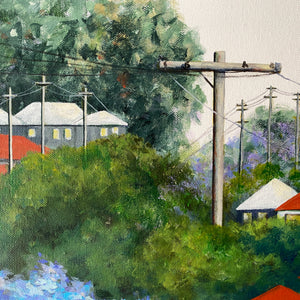 wires over wavell heights  |  original painting<br><i>101x76cm on gallery wrapped canvas</i><br>- framed painting -