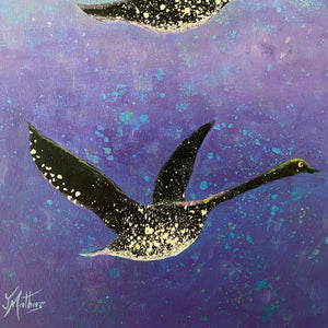 twilight flight  |  original painting<br><i>30x60cm on gallery wrapped canvas</i><br>- framed painting -