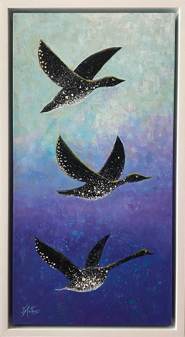 twilight flight  |  original painting<br><i>30x60cm on gallery wrapped canvas</i><br>- framed painting -