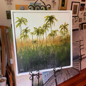 jungle palms  |  original painting<br><i>60x60cm on gallery wrapped canvas</i><br>- framed painting -