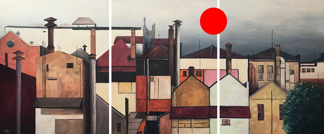 fortitude valley view  |  168x70cm  |  triptych original painting SOLD
