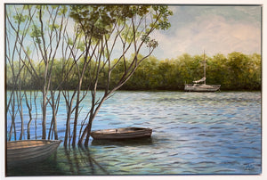 cabbage tree creek  |  90x60cm  |  framed original painting SOLD