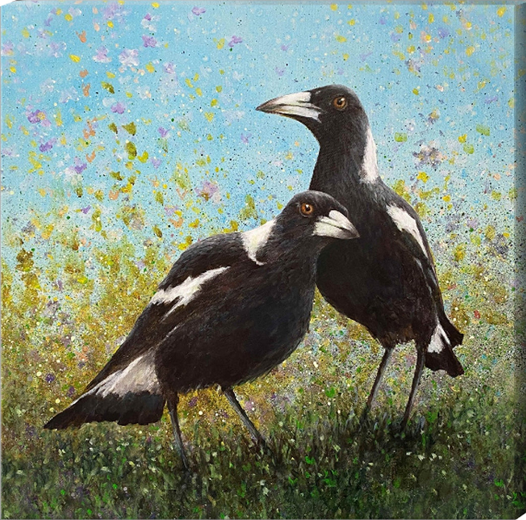 PRINT on CANVAS | team magpie<br><i>30x30cm | from my original painting</i>