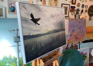 the crow flies north of bajool | original painting<br><i>framed | 102x76cm + frame</i> SOLD