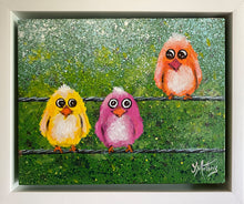 birds on a wire  |  original painting<br><i>25x20cm on gallery wrapped canvas</i><br>- framed painting SOLD