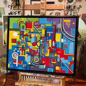 labyrinth scape 2  |  original painting<br><i>76x60cm on gallery wrapped canvas</i><br>- framed painting -